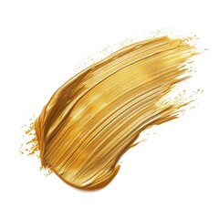 Wall Mural - Abstract brushstroke of golden paint isolated on white. Space for text