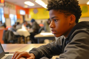 Student Immersed in Learning, Technology Bridging the Gap