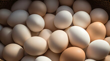 Fresh Chicken Eggs, Top View, Generative Ai