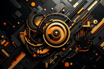 Poster - 3d illustration of a pattern in the form of a metal, technological plating of a spaceship or a robot. Abstract Graphics in the style of computer games, generative ai