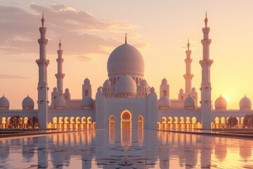 Wall Mural - beautiful mosque against a pure serene and divine atmosphere professional photography
