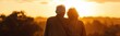 happy couple . Sunset background . Banner