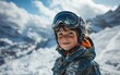 © jiawei - boy skier with Ski goggles and Ski helmet on the snow mountain