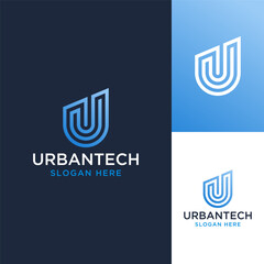letter u urban technology logo design vector illustration