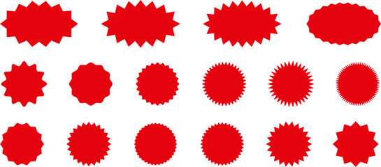 Canvas Print - Starburst red sticker set - collection of special offer sale oval and round shaped sunburst labels and badges. Red starburst, sunburst, stamp, seal, label or burst, badge, sticker. Vector.