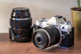 Fototapeta Boho - Digital camera with film look with 2 lenses - 1 fixed and 1 zoom - Camera digital