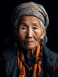 Tibetan Octarean woman, an old Tibetan Himalayan lady in traditional clothes