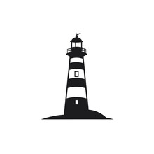 Black Simple Lighthouse Logo Element On White Background Generative Ai