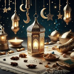 Arabic lantern of Ramadan celebration background