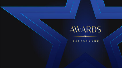 Wall Mural - Dark blue golden royal awards graphics background. Lines growing elegant shine spark. Luxury premium corporate abstract design template.