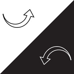 Poster - Curved arrow icon vector. Arrow pointer icon sign symbol in trendy flat style. Arrow up down vector icon illustration isolated on white and black background