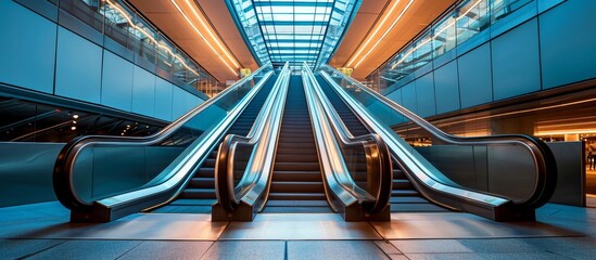 Poster - escalators are found in various locations like office buildings, shopping malls, and subway stations