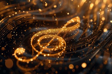 music golden award treble clef on a black festive background