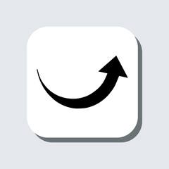 Poster - Curved arrow icon vector. Arrow pointer sign symbol in trendy flat style. Arrow up vector icon illustration in square isolated on gray background