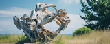 Fototapeta  - Sculptural Driftwood Artwork - Natural Forms in Landscape