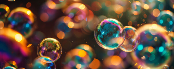 Poster - Floating Soap Bubbles in the Air