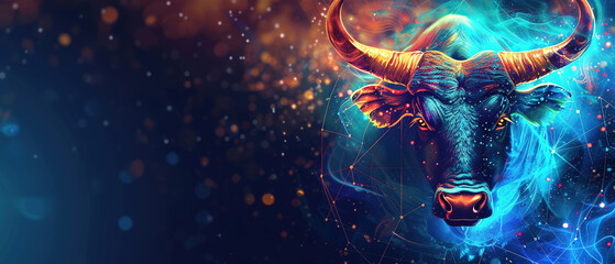 Wall Mural - Image of a Zodiac taurus background, with empty copy space 