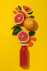 Sticker - Juicy summer fruit - grapefruit, concept of fresh food