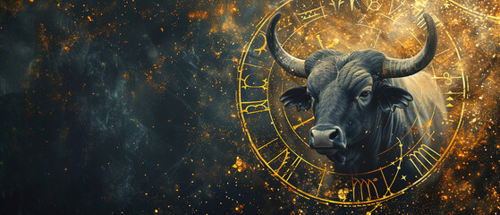 Wall Mural - Image of a Zodiac taurus background, with empty copy space 
