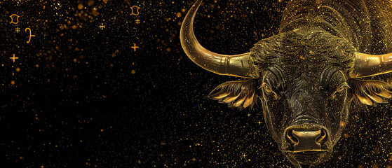 Wall Mural - Image of a Zodiac taurus background, with empty copy space 