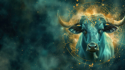 Wall Mural - Image of a Zodiac taurus background, with empty copy space 