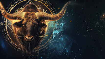 Wall Mural - Image of a Zodiac taurus background, with empty copy space 