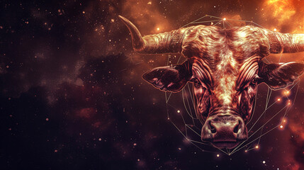Wall Mural - Image of a Zodiac taurus background, with empty copy space 