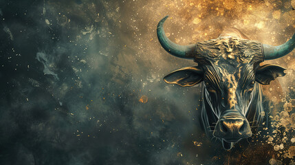 Wall Mural - Image of a Zodiac taurus background, with empty copy space 