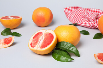 Sticker - Juicy summer fruit - grapefruit, concept of fresh food