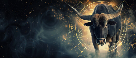 Wall Mural - Image of a Zodiac taurus background, with empty copy space 
