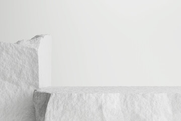 Fototapete - Stone product display podium on white background. 3D rendering