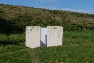 Wall Mural - Old stone gate on the road to the ruins of a medieval fortress Khotyn. Ukraine