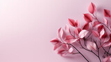 Fototapeta Miasto - Abstract minimal pink background with pink plant leaves.