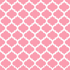 Wall Mural - Geometric seamless pattern with pink Moroccan tiles