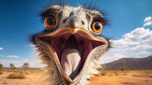 Close-up Selfie Portrait Of A Laughing Ostrich