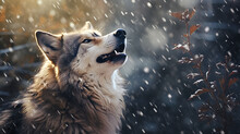 Happy Wolf Rejoices In First Snow