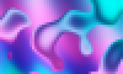 Poster - Trippy psychedelic colorful neon geometric shapes abstract background, Pixelated vector pattern