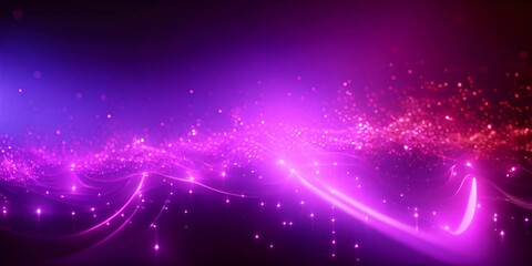 Poster - Digital purple particles wave and light abstract background with shining dots stars. . 4K video
