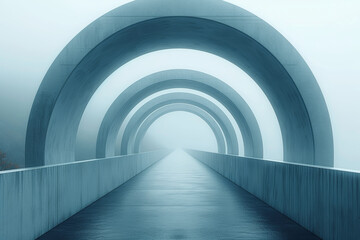 Poster - A minimalist image of a geometrically designed modern bridge, with clean lines and symmetrical elements that contribute to a sense of visual equilibrium.  Generative Ai.