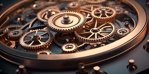 Poster - a symphony of interlocking gears and abstract shape, isolated on a transparent background 4K video