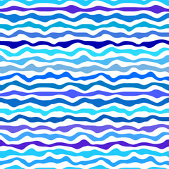 Wall Mural - Random wave pattern seamless abstract background. Stripes wave pattern white and blue colors for summer vector design.