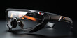 Futuristic AR glasses sport sunglasses, elegance of modern smart glasses in a minimalistic composition, illustrating the fusion of style and technology for vision enhancement