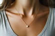 Elegant Gold Heart Necklace on Woman's Neck. Generative ai