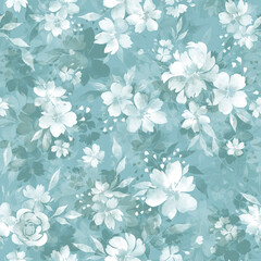  Seamless floral botanical abstract pattern with white silhouette flowers. Seamless botanical floral pattern.