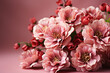 Bouquet of pink beautiful Merigold flowers on pastel pink background