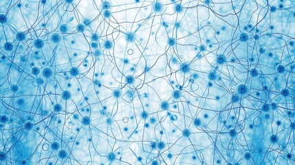 Poster - Abstract connected dots on bright blue background. Technology concept