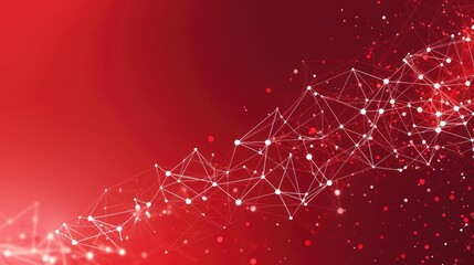 Wall Mural - abstract connected dots on bright red background. technology concept