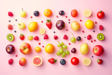 Wall Mural - Creative layout made of fruits. Flat lay.