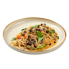 Sticker - Portion of gourmet pasta with kalamata olives