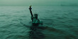 Flooded Statue of Liberty, global flood and natural disaster concept.